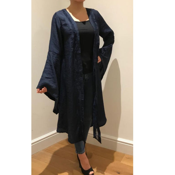 NAVY TRIM KIMONO