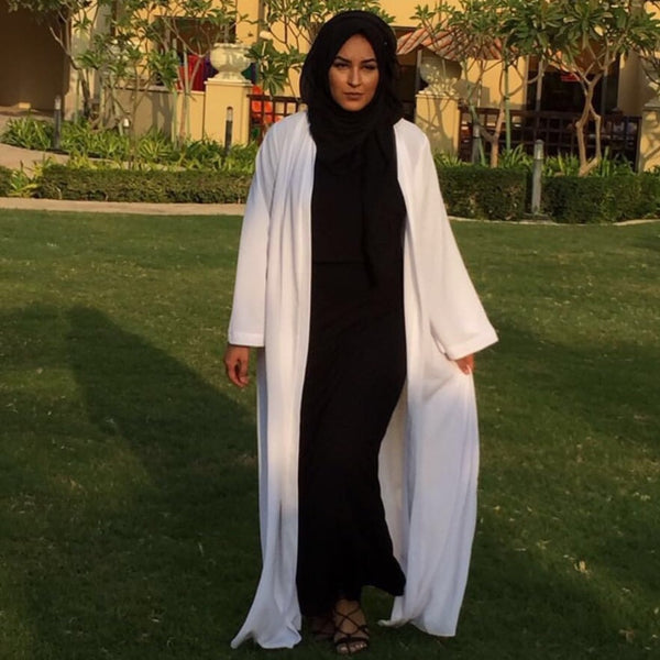 WHITE CREPE KIMONO - Husna Collections