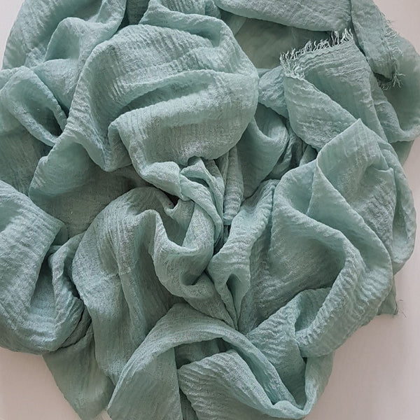 CRIMP SEA GREEN HIJAB - Husna Collections