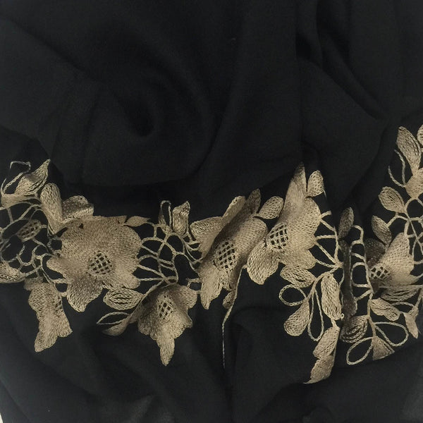 GOLD CROCHET BLACK HIJAB - Husna Collections