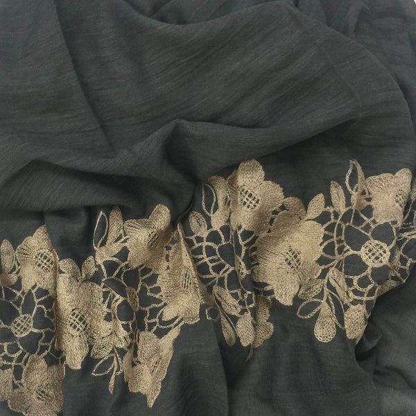 GOLD CROCHET GREY HIJAB - Husna Collections