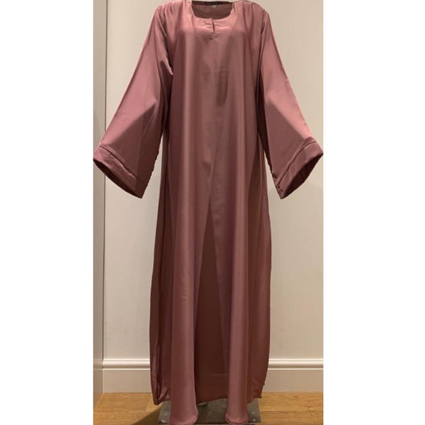 CASUAL PLAIN BELL SLEEVES ABAYA DUSTY PINK