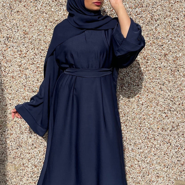 CASUAL PLAIN BELL SLEEVES ABAYA NAVY