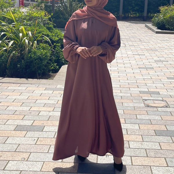 ELASTIC CUFF FLARED ABAYA BEIGE