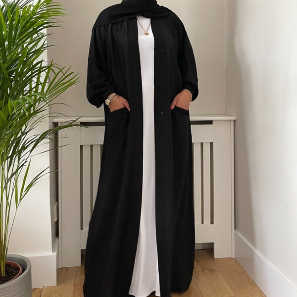 BLACK 2 POCKET ESSENTIAL ABAYA