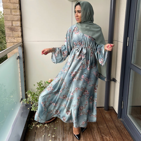 BELLA ABAYA FLORAL MIX DUCK GREEN
