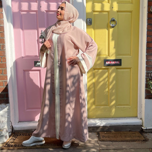 OPEN ABAYA LIGHT BLUSH/CREAM