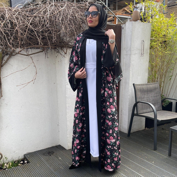 FLORAL PRINT KIMONO BLACK