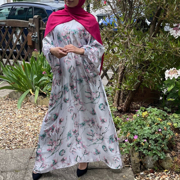 FLORAL MIX SILK DRESS PINK