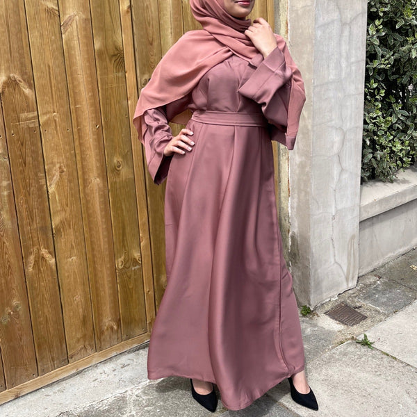 CASUAL PLAIN BELL SLEEVES ABAYA MAUVE