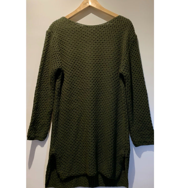 KHAKI KNIT MIDI DRESS JUMPER