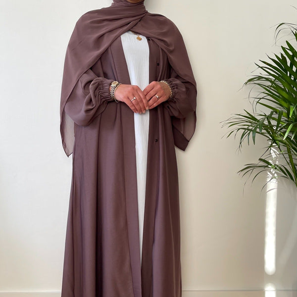 AYLA OPEN ABAYA WITH POCKET MAUVE