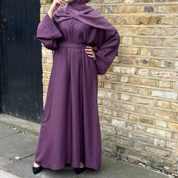 CASUAL PLAIN BELL SLEEVES ABAYA LIGHT PLUM