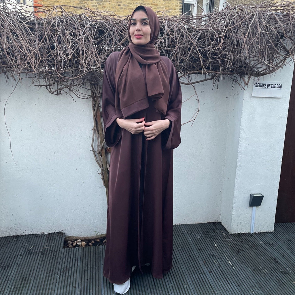 OPEN ABAYA DARK BROWN