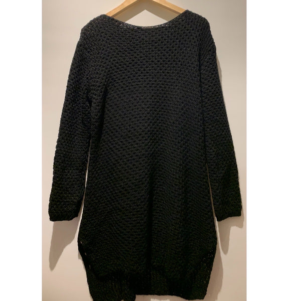 BLACK KNIT MIDI DRESS