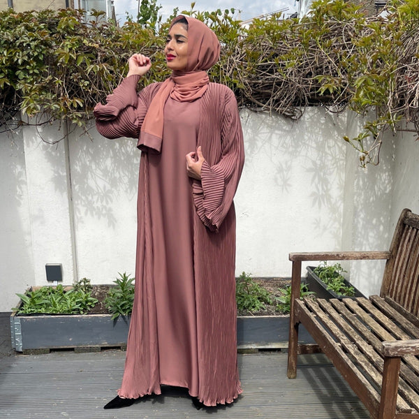 PLEATED ABAYA SET MOCHA