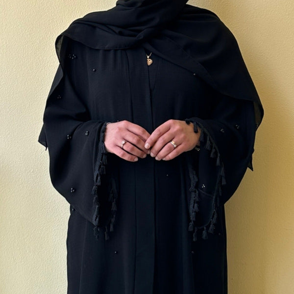 BLACK PEARL TASSEL ABAYA