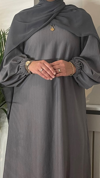 RIBBED WINTER ABAYA GREY