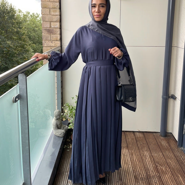 PLEATS ABAYA DENIM GREY