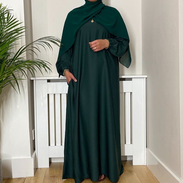 Dark green abaya sales