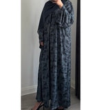 LIMITED EDITION - ALAYNA PRINTED OPEN ABAYA WITH BUTTONS TEAL