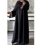 SAFAA CLOSED ABAYA WITH STONES AND GEMS - Pink