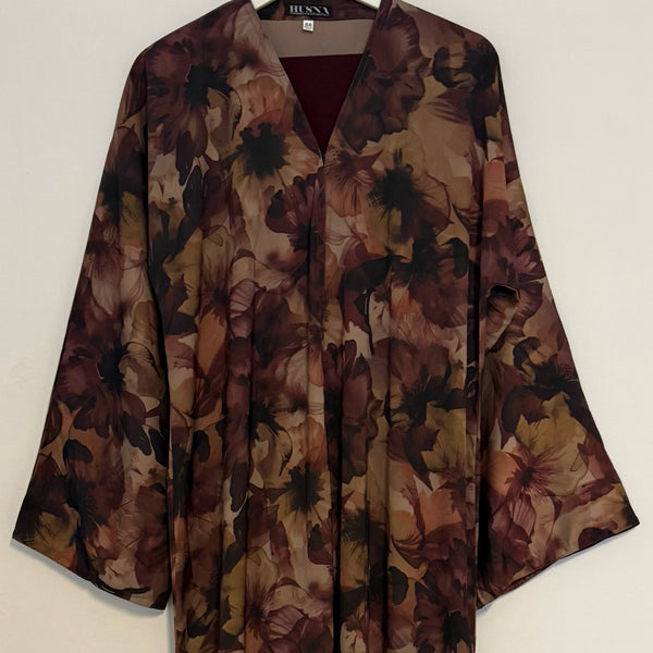 YUSRA 2.0 OPEN ABAYA WITH BUTTONS - PLUM