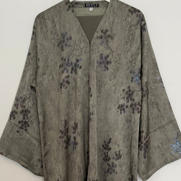 LIMITED EDITION HIBA OPEN ABAYA WITH BUTTONS - GREEN