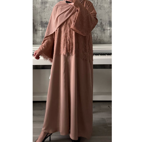 MARWA LACE ABAYA BEIGE
