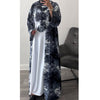 ABSTRACT PRINTED OPEN ABAYA BLUE