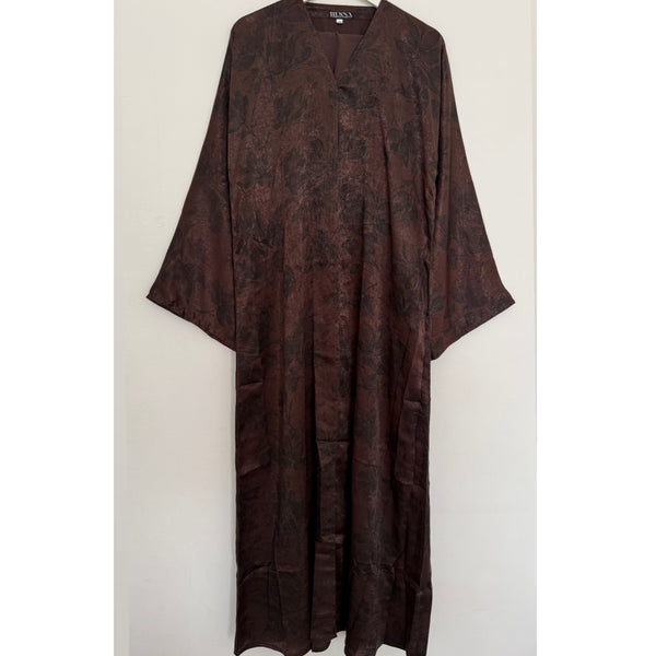 ANEESA FLOWER OPEN ABAYA BROWN