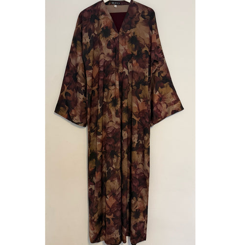 YUSRA 2.0 OPEN ABAYA WITH BUTTONS - PLUM