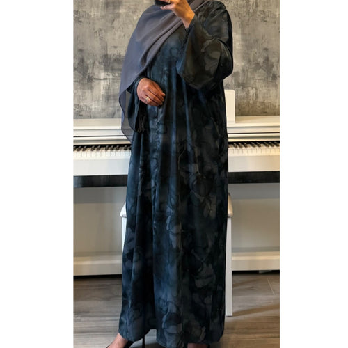 LIMITED EDITION 2 PIECE SET YUSRA 3.0 OPEN ABAYA COLLECTION WITH BUTTONS - TEAL