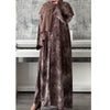 TIE DYE MARBLE OPEN ABAYA WITH BUTTONS - Brown