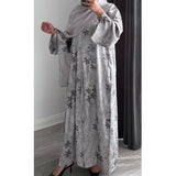 LIMITED EDITION HIBA OPEN ABAYA WITH BUTTONS - GREY