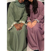 AIRAH CLOSED LACE ABAYA WITH POCKET GREEN