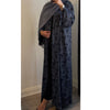 LIMITED EDITION - ALAYNA PRINTED OPEN ABAYA WITH BUTTONS GREY BLUE