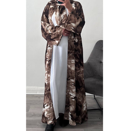 AMBER DARK GREY LACE ABAYA