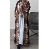 ABSTRACT PRINTED ABAYA BROWN