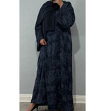 ANEESA FLOWER OPEN ABAYA NAVY