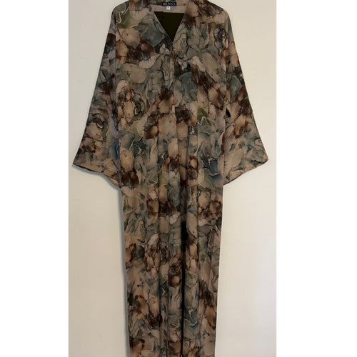 LIMITED EDITION YUSRA 4.0 OPEN ABAYAS WITH BUTTONS  - GREEN MIX