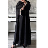 SAFAA CLOSED ABAYA WITH STONES AND GEMS - Pink