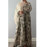 ANEESA FLOWER OPEN ABAYA STONE