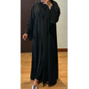 SAMIA LACE OPEN ABAYA WITH BUTTONS - BLACK
