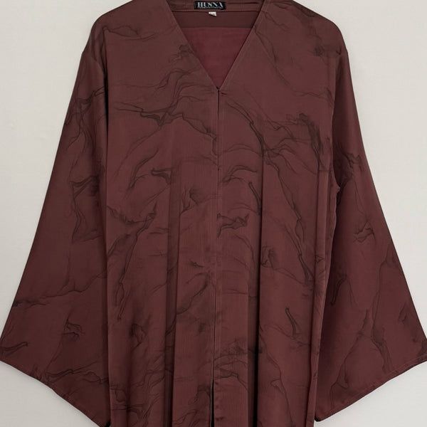 MARBLE PRINT OPEN ABAYA WITH BUTTONS PINK