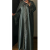 SIYAANA OPEN LACE ABAYA WITH BUTTONS - GREEN