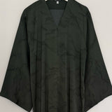 MARBLE PRINT OPEN ABAYA WITH BUTTONS FOREST GREEN