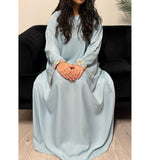 AIRAH CLOSED LACE ABAYA WITH POCKET BABY BLUE