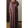 SIYAANA OPEN LACE ABAYA WITH BUTTONS MAUVE