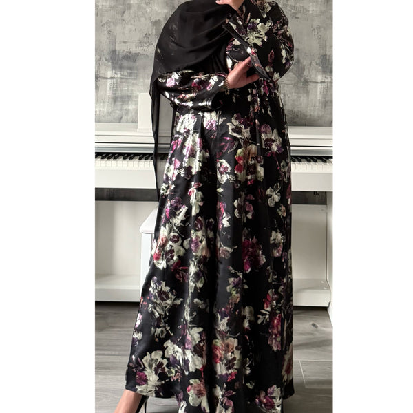LIMITED EDITION Amara open abaya with buttons - black
